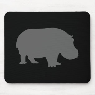 Tapis De Souris Silhouette d'hippopotame gris