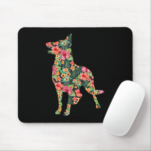 Tapis De Souris Silhouette Florale de Chien Drôle Berger Allemand 