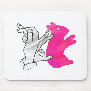 Tapis De Souris Silhouette main Rabbit rose
