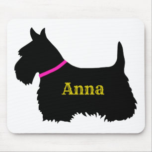 Tapis De Souris silhouette noir de Terrier écossais, chien d'Écoss