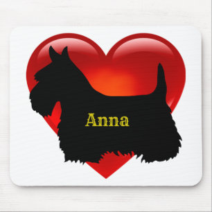 Tapis De Souris silhouette noir de Terrier écossais Écosse chien