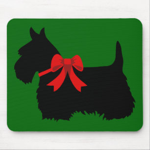Tapis De Souris Silhouette noir de Terrier écossais, Île verte