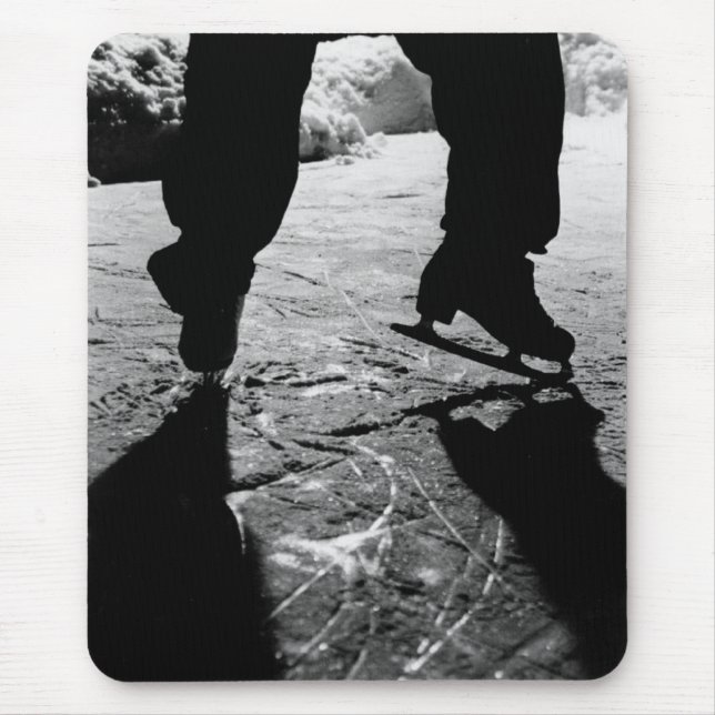 Tapis De Souris Silhouette noire et blanche de patins (Devant)