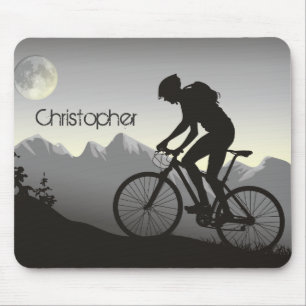 Tapis De Souris Silhouette VTT et Lune personnalisées