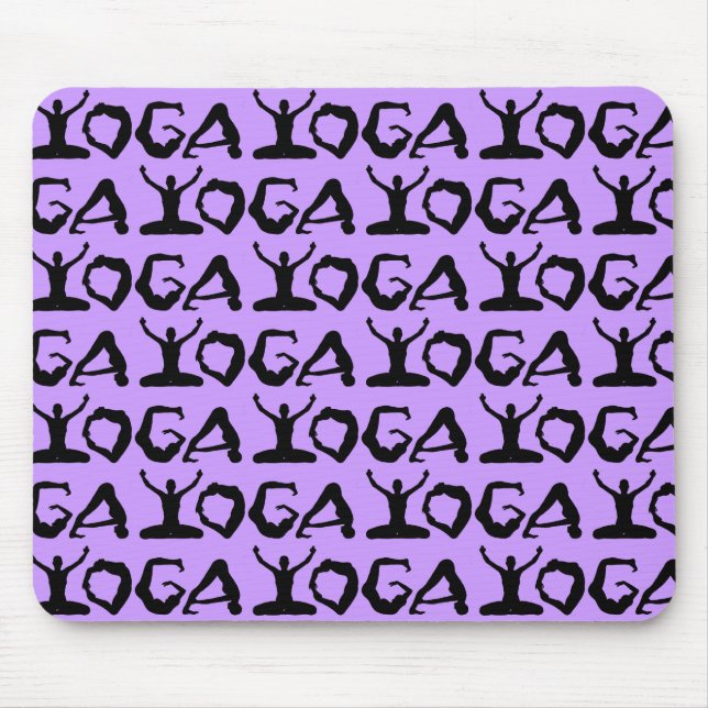 Tapis De Souris Silhouettes de Yoga Carrelées (Devant)
