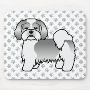 Tapis De Souris Silver Et Blanc Lhassa Apso Joli Chien Caricature