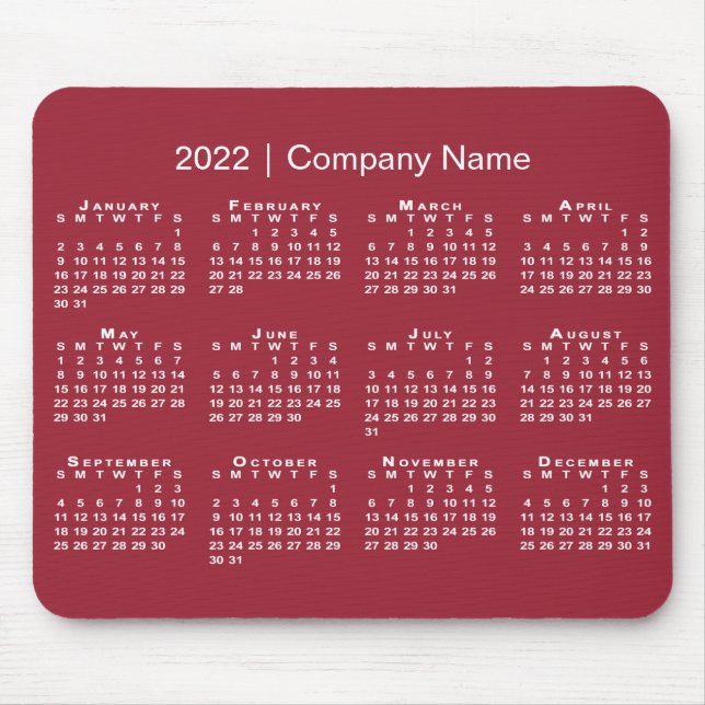 Tapis De Souris Simple 2022 Calendrier Nom de l'entreprise sur Bou (Devant)