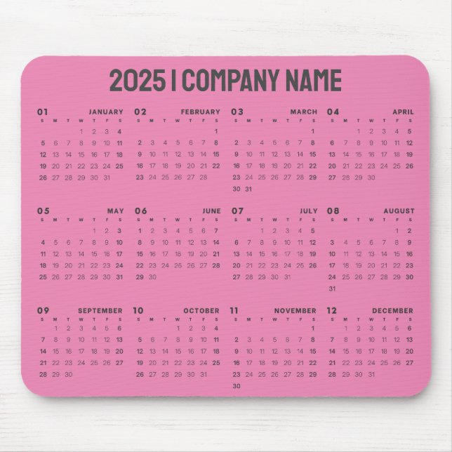 Tapis De Souris Simple 2025 Calendrier Nom de l'entreprise | Tout  (Devant)