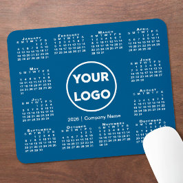 Tapis De Souris Simple 2026 Calendar Business Logo on Blue