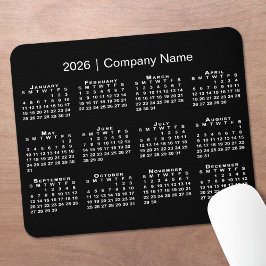 Tapis De Souris Simple 2026 Calendar Company Name on Black