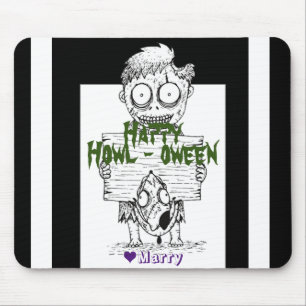 Tapis De Souris Simple Éffrayant Halloween Famille Happy Howl-owee