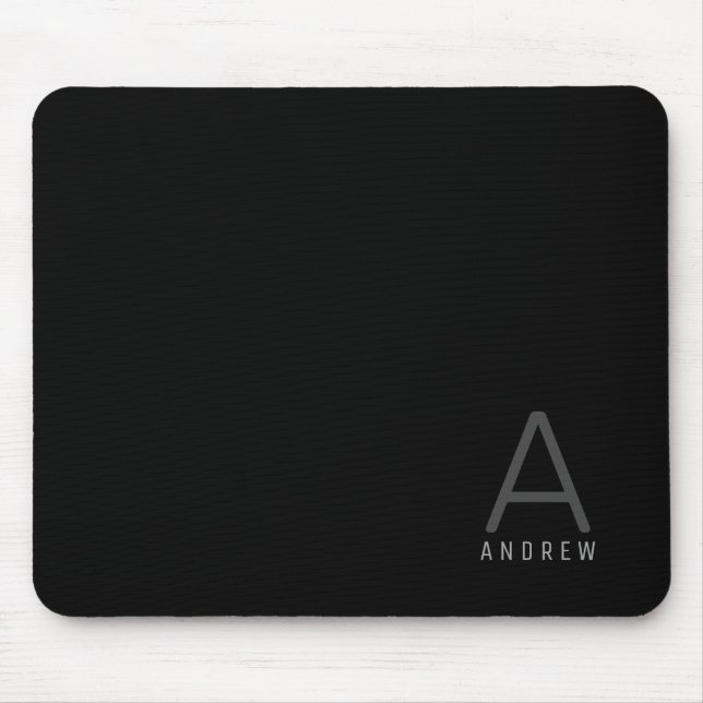 Tapis De Souris Simple moderne Monogramme Nom Souris Pad (Devant)
