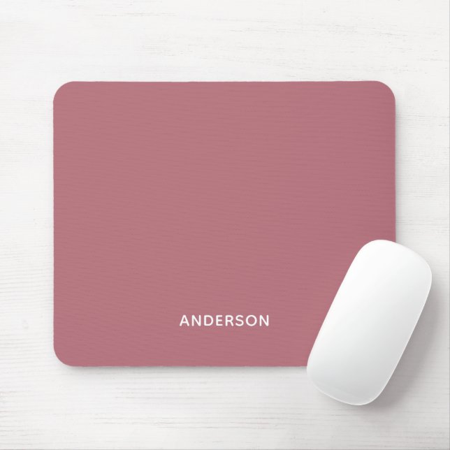 Tapis De Souris Simple Monogramme de Nom Personnalisé | Élégant (Avec souris)