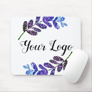 Tapis De Souris simple personnalisé bleu violet noir feuilles ajou