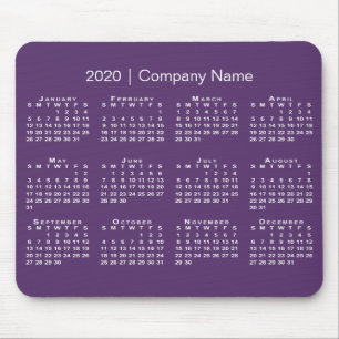 Tapis De Souris Simple Purple White 2020 Calendrier Nom de la soci