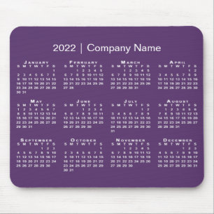 Tapis De Souris Simple Purple White 2022 Calendrier Nom de la soci