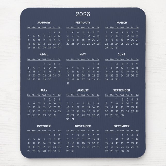 Tapis De Souris Simple Yet Elegant 2026 Calendar | Mousepad (Devant)