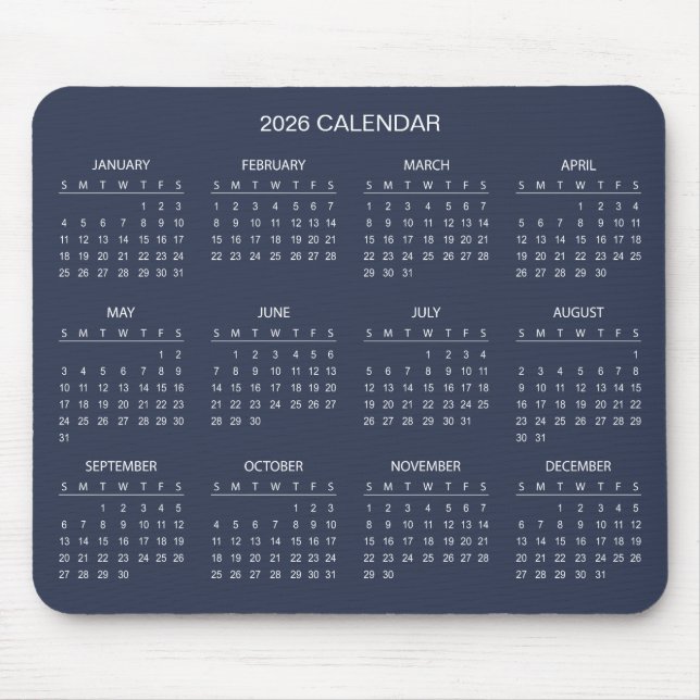 Tapis De Souris Simple Yet Elegant 2026 Calendar | Mousepad (Devant)
