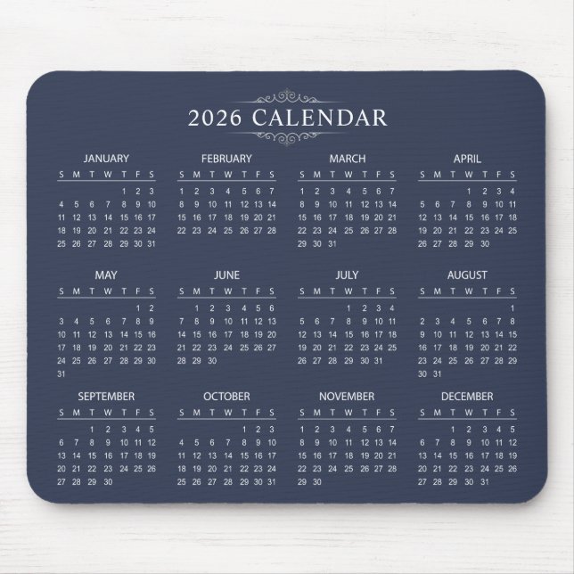 Tapis De Souris Simple Yet Elegant 2026 Calendar | Mousepad (Devant)
