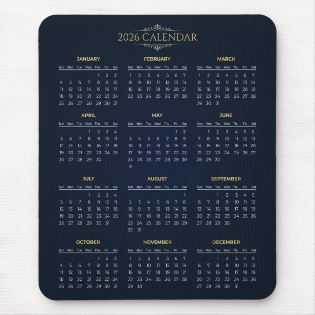 Tapis De Souris Simple Yet Elegant 2026 Calendar | Mousepad (Devant)