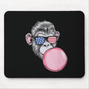 Tapis De Souris Singe avec lunettes de soleil drapeau américain Ca