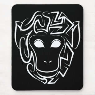 Tapis De Souris Singe tribal noir et blanc