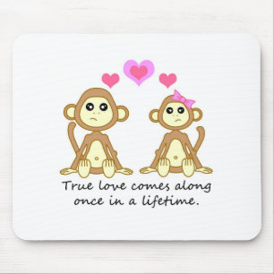 Tapis De Souris Singes mignons - l'amour vrai vient le long une