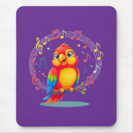 Tapis De Souris **Singing Parrot – Cute Parrot Singing Illustratio