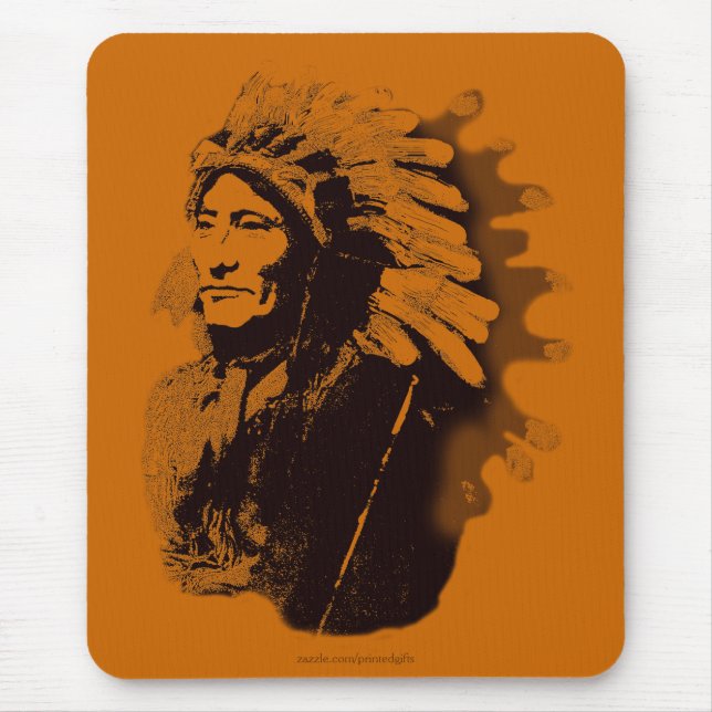 Tapis De Souris Sioux Chieftain Amérindien Cadeau Mousepad (Devant)