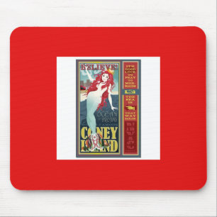 Tapis De Souris sirène à tête rouge de l'île coney
