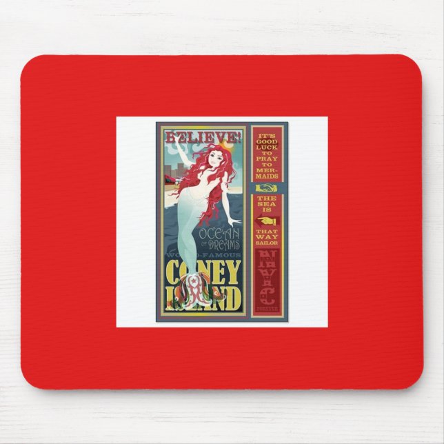 Tapis De Souris sirène à tête rouge de l'île coney (Devant)