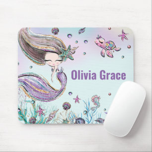 Tapis De Souris Sirène mûre sous la Parties scintillant mauve de