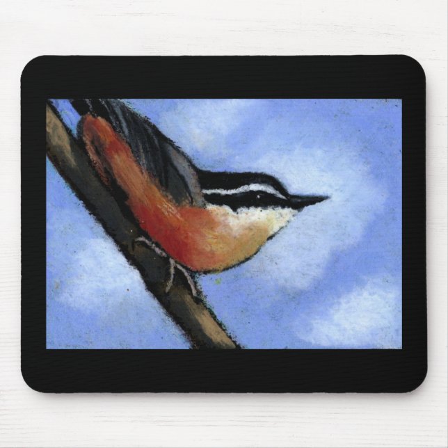 TAPIS DE SOURIS SITTELLE AU PASTEL D'HUILE : MOUSEPAD (Devant)