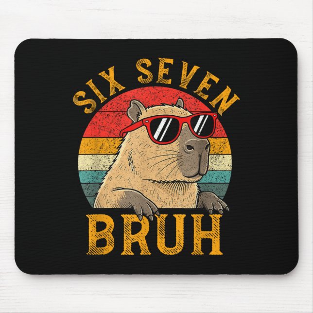 Tapis De Souris Six Seven Bruh 67 Meme Funny Capybara Viral Six Se (Devant)