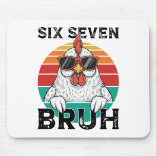 Tapis De Souris Six Seven Bruh 67 Mème Rétro Drôle de Poulet Lunet