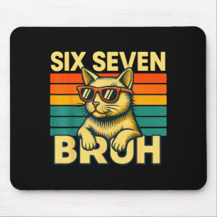 Tapis De Souris Six Seven Bruh Chat Rétro Vintage Drôle 67 Mème Po