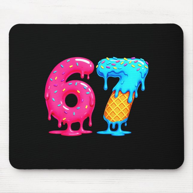 Tapis De Souris Six Seven Ice Cream Drip Cool Meme 67 Funny Number (Devant)
