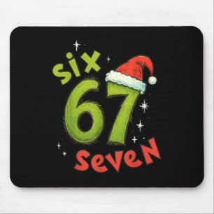 Tapis De Souris Six Seven Mème de Noël Drôle Vert Rouge Vacances