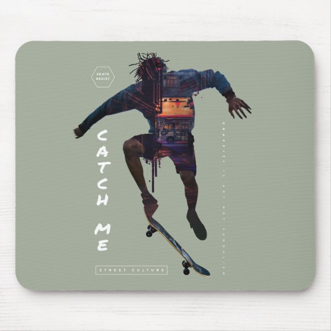 Tapis De Souris Skateboarder silhouette - Design urbain (Devant)