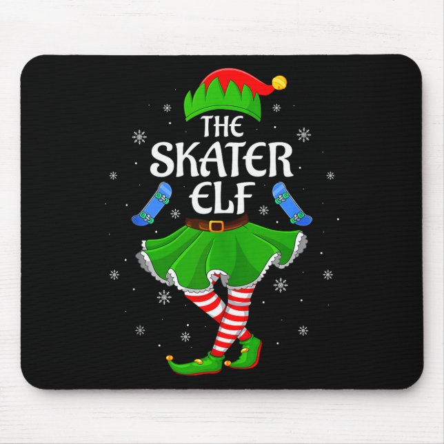 Tapis De Souris Skater Elf Christmas Family Girls Women Elf Squad  (Devant)