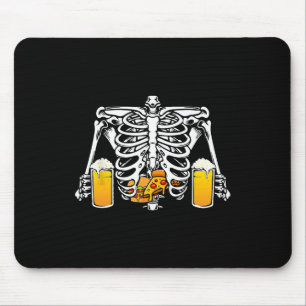 Tapis De Souris Skeleton Beer Lover Hamburger Pizza Xray Halloween