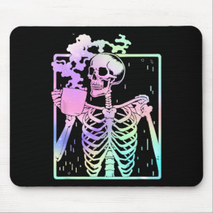 Tapis De Souris Skeleton Boire Café Femmes hommes Halloween costu