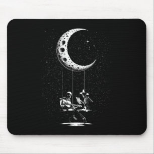 Tapis De Souris Skeleton Couple Moon Jouer Guitare Halloween