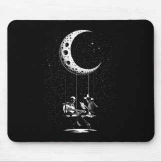 Tapis De Souris Skeleton Couple Moon Jouer Guitare Halloween