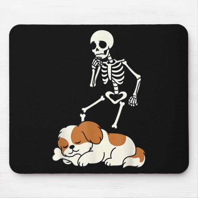 Tapis De Souris Skeleton Dog Halloween Skeleton Chasse Shih Tzu S (Devant)