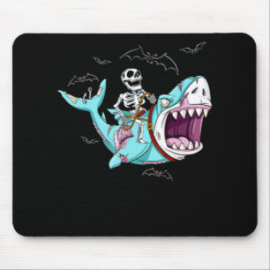 Tapis De Souris Skeleton équitation Zombie Shark Funny Halloween c