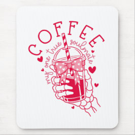 Tapis De Souris Skeleton Hand Coffee Red Hearts Gothic