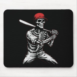 Tapis De Souris Skeleton Joueur de baseball Halloween 1