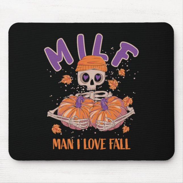 Tapis De Souris Skeleton Man I Love Fall Fun Skeleton Citrouille H (Devant)