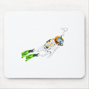 Tapis De Souris Skeleton Scuba Plongée Halloween Citrouille Plonge